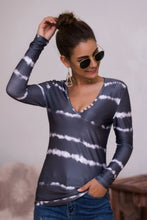 Load image into Gallery viewer, Tie-Dye Plunge Long Sleeve Top