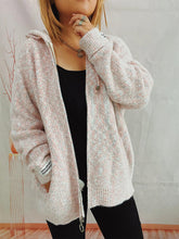 Load image into Gallery viewer, Zip Up Drawstring Long Sleeve Hooded Sweater