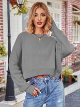 Load image into Gallery viewer, Dropped Shoulder Round Neck Long Sleeve Knit Top