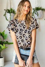Load image into Gallery viewer, Animal Print Puff Sleeve Round Neck Blouse