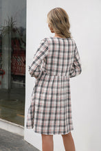 Load image into Gallery viewer, Plaid Three-quarter Sleeve Babydoll Dress