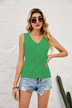 Load image into Gallery viewer, Eyelet V-Neck Sleeveless Knit Top