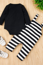 Load image into Gallery viewer, Baby Girl GOOD VIBES Bodysuit and Striped Overalls Set