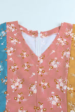 Load image into Gallery viewer, Floral Color Block Ruffled Zip-Back Romper