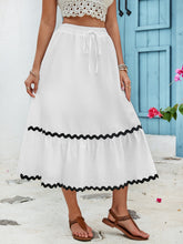 Load image into Gallery viewer, Tied Contrast Trim High Waist Skirt