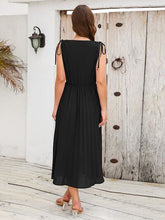 Load image into Gallery viewer, Pleated V-Neck Sleeveless Midi Dress