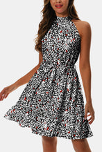Load image into Gallery viewer, Printed Tie Waist Frill Trim Dress