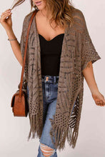Load image into Gallery viewer, Fringe Hem Slit Open Front Cardigan