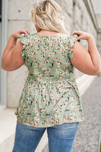 Load image into Gallery viewer, Plus Size Floral Flutter Sleeve Peplum Top
