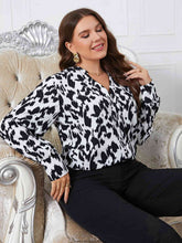 Load image into Gallery viewer, Melo Apparel Plus Size Printed Long Sleeve V-Neck Blouse