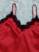 Load image into Gallery viewer, Lace Trim Cami, Shorts, Eye Mask, Scrunchie, and Bag Pajama Set