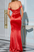 Load image into Gallery viewer, Satin Off-Shoulder Split Floor-Length Dress