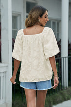 Load image into Gallery viewer, Applique Puff Sleeve Square Neck Blouse