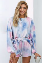 Load image into Gallery viewer, Quarter-Button Top and Drawstring Shorts Loungewear Set