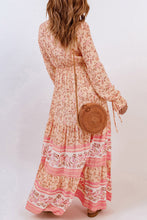 Load image into Gallery viewer, Bohemian Lace-Up Long Sleeve Maxi Dress