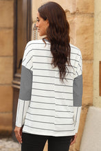 Load image into Gallery viewer, Pocketed Striped Round Neck T-Shirt