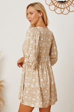 Load image into Gallery viewer, Floral Tie Neck Ruched Babydoll Dress