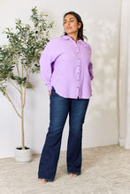 Load image into Gallery viewer, Zenana Full Size Texture Button Up Raw Hem Long Sleeve Shirt