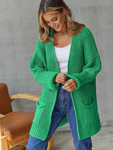 Load image into Gallery viewer, Open Front Long Sleeve Cardigan with Pockets
