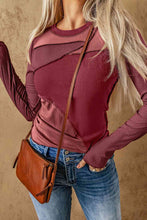 Load image into Gallery viewer, Color Block Exposed Seam Long Sleeve Top