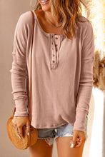 Load image into Gallery viewer, Waffle Knit Henley Long Sleeve Top