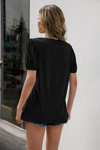 Load image into Gallery viewer, Button Detail Puff Sleeve Tee