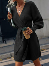 Load image into Gallery viewer, Open Front Lantern Sleeve Tied Cardigan