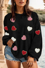 Load image into Gallery viewer, Plus Size Exposed Seam Heart Dropped Shoulder Sweatshirt