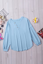 Load image into Gallery viewer, Button Detail Curved Hem Top