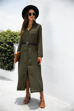 Load image into Gallery viewer, Button Down Side Slit Shirt Dress