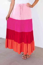 Load image into Gallery viewer, Color Block Tiered Maxi Skirt