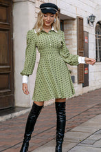 Load image into Gallery viewer, Polka Dot Puff Sleeve Collared Dress