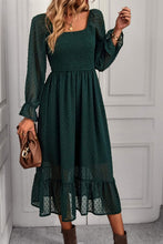 Load image into Gallery viewer, Swiss Dot Smocked Ruffle Hem Flounce Sleeve Dress