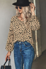 Load image into Gallery viewer, Animal Print V-Neck High-Low Blouse