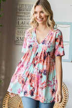 Load image into Gallery viewer, Heimish Full Size Floral V-Neck Short Sleeve Babydoll Blouse