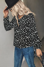 Load image into Gallery viewer, Animal Print V-Neck High-Low Blouse