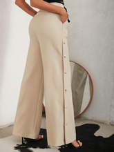 Load image into Gallery viewer, Side Button Pleated Wide Leg Pants