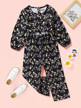 Load image into Gallery viewer, Girls Floral Cutout Jumpsuit
