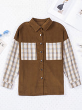 Load image into Gallery viewer, Plaid Corduroy Shirt Jacket with Pockets