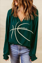 Load image into Gallery viewer, BASKETBALL Round Neck Smocked Long Sleeve Top