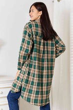 Load image into Gallery viewer, Double Take Plaid Collared Neck Long Sleeve Shirt