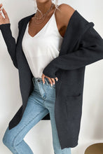 Load image into Gallery viewer, Ribbed Open Front Hooded Cardigan with Pockets