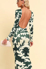 Load image into Gallery viewer, Printed Backless Long Sleeve Maxi Dress