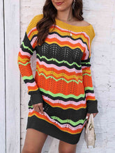 Load image into Gallery viewer, Openwork Round Neck Sweater Dress