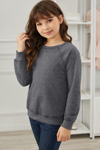Load image into Gallery viewer, Girls Raglan Sleeve Ribbed Trim Sweatshirt