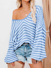 Load image into Gallery viewer, Striped Drop Shoulder V-Neck Sweater