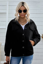 Load image into Gallery viewer, Button Front Drop Shoulder Collared Sherpa Jacket
