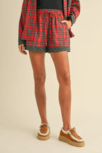 Load image into Gallery viewer, Annie Wear Contrast Plaid Long Sleeve Top and Shorts Set
