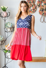 Load image into Gallery viewer, Heimish Full Size US Flag Theme Contrast Tank Dress
