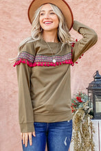 Load image into Gallery viewer, And The Why Ethnic Ribbon Tassel Trim Top
